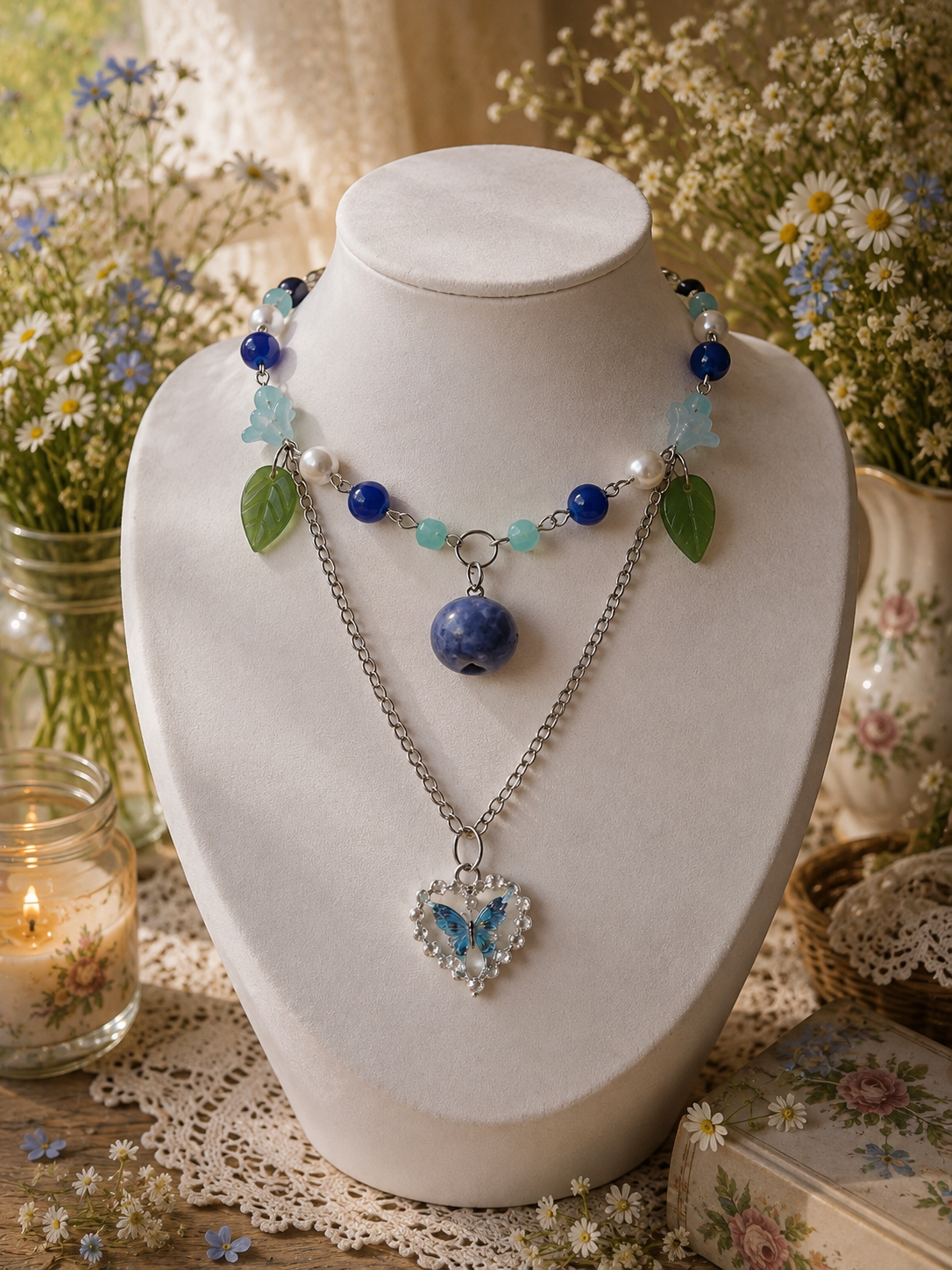 🦋 Bluebell Heart Necklace