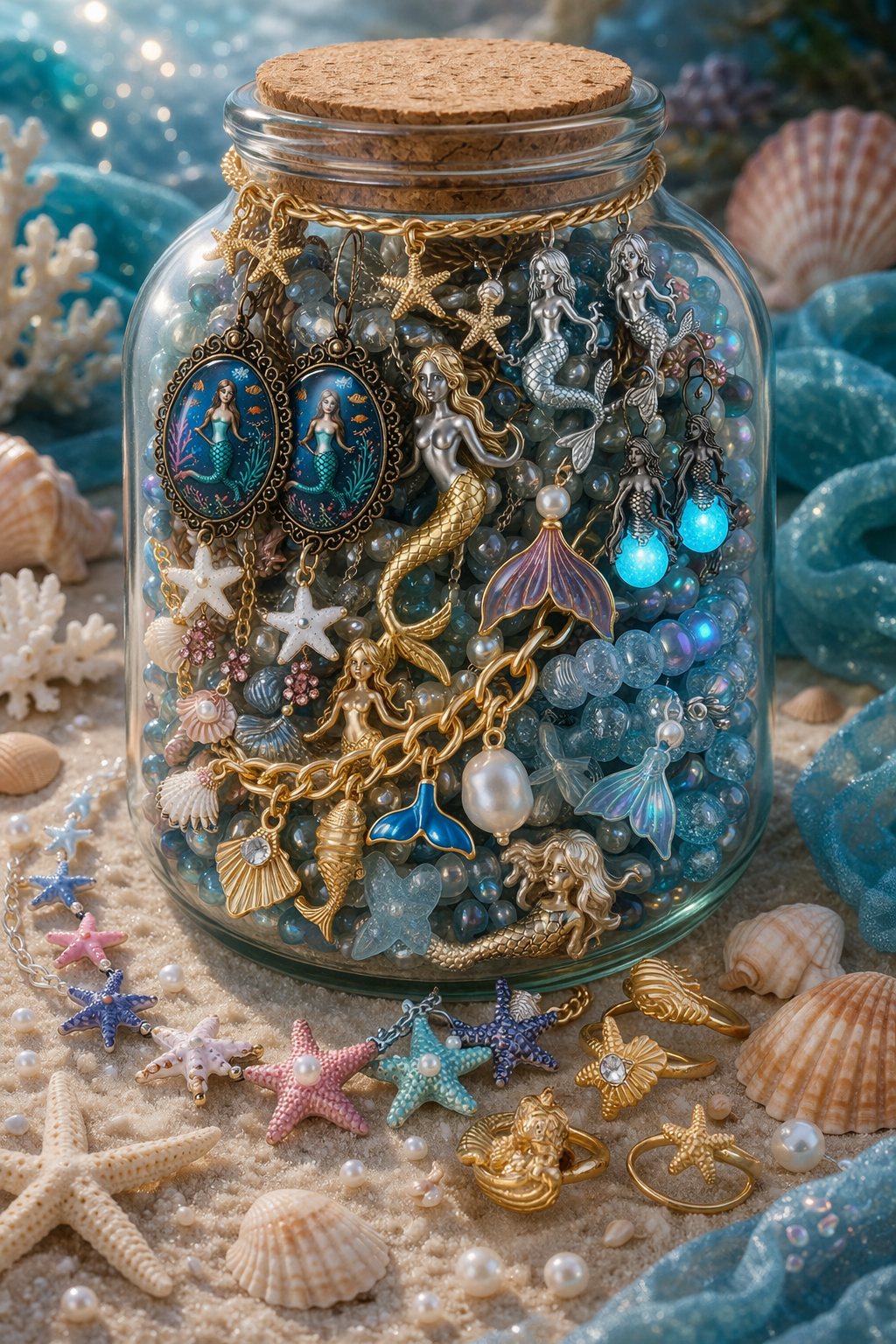 🧜🏽‍♀️🌊 Mermaid Treasure Jewelry Jar – Handmade & Curated Ocean Aesthetic
