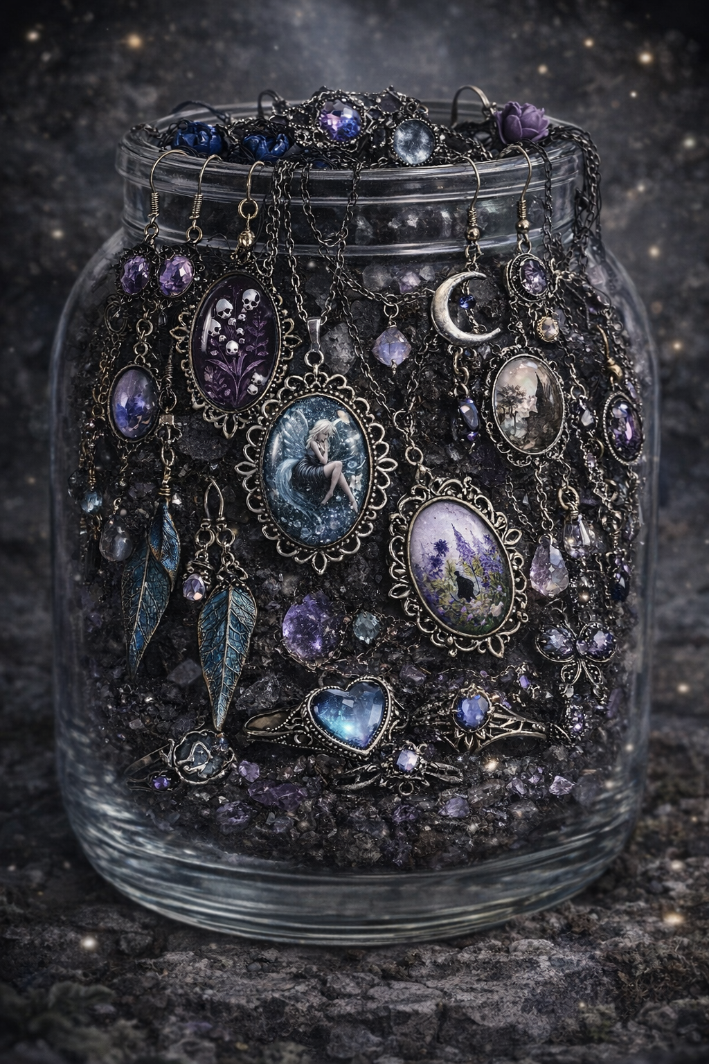 Custom Dark Fairycore Mystery Jewelry Jar 🧚🏽‍♀️🪻🌑