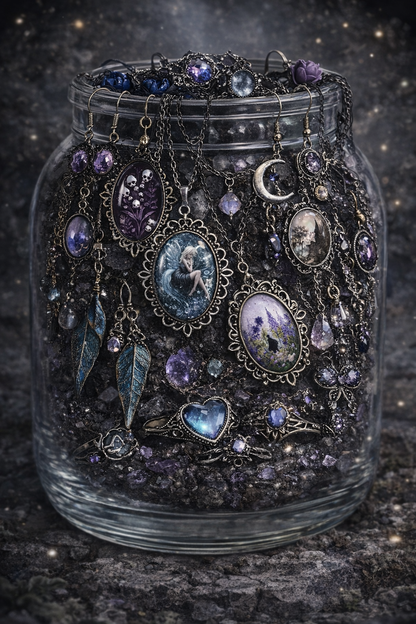 Custom Dark Fairycore Mystery Jewelry Jar 🧚🏽‍♀️🪻🌑