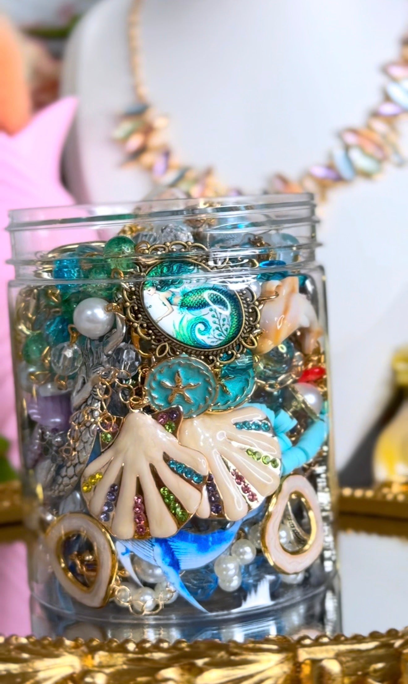🧜‍♀️ Mermaid Treasure Mystery Jewelry Jar – Handmade & Curated Ocean Collection ✨