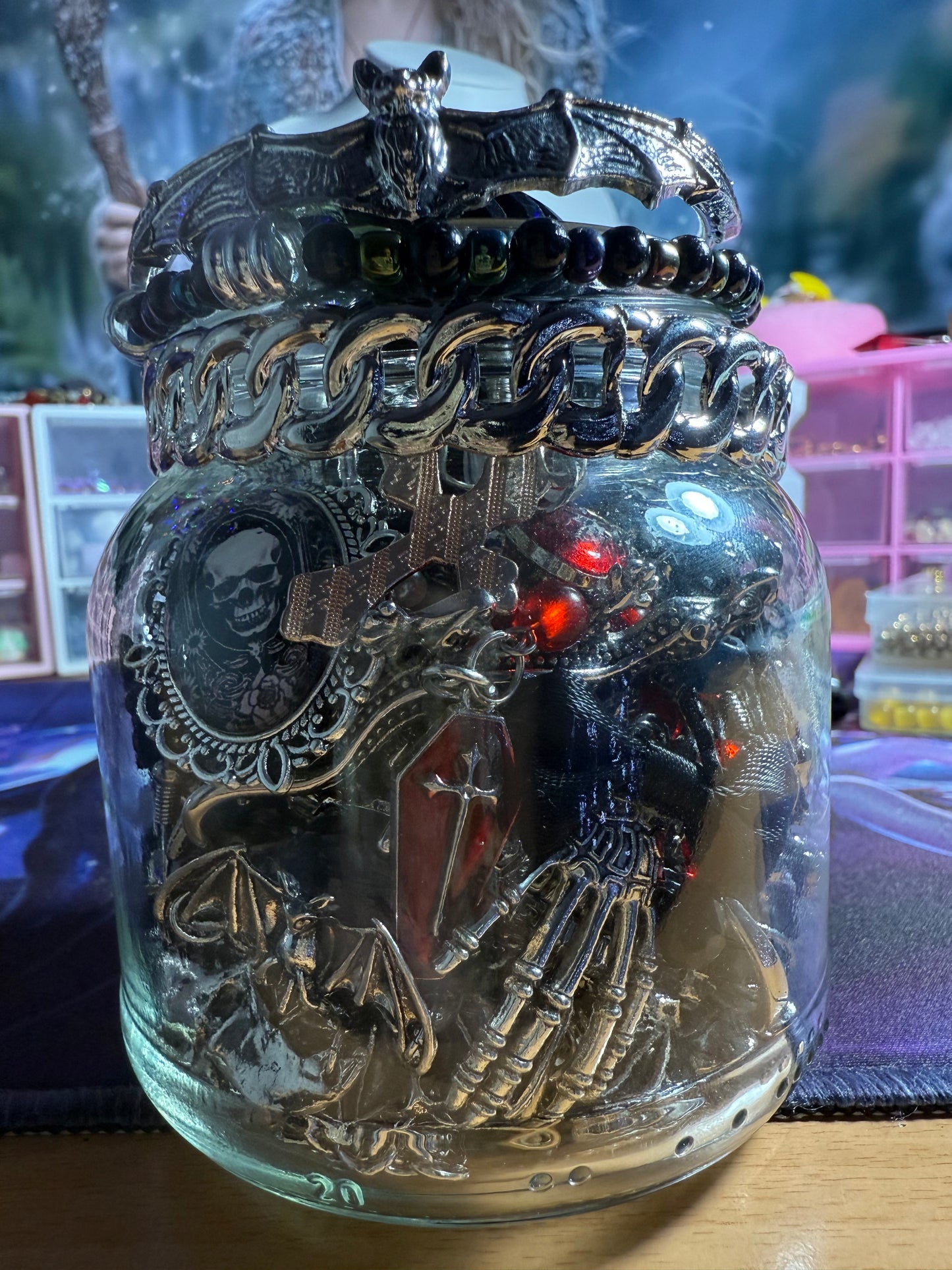 Custom Gothic Themed Mystery Jewerly Jar ⚰️🩸🖤