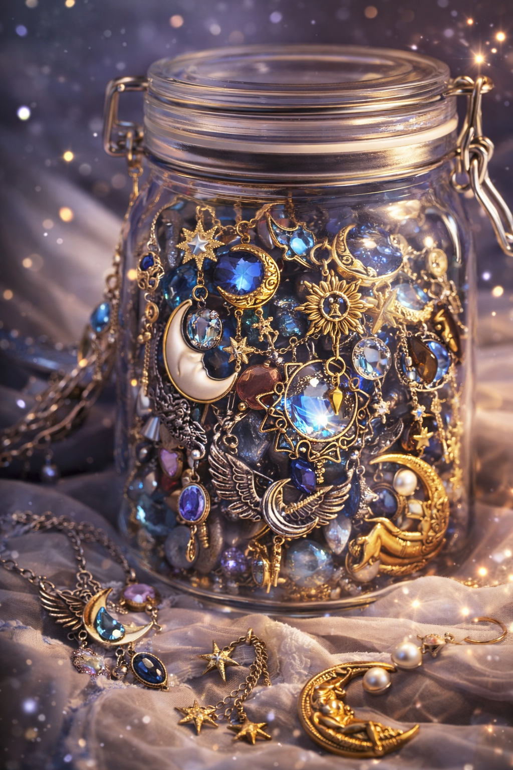 ✨ Celestial Goddess Jewelry Jar – Handmade & Curated Cosmic Collection 🌙⭐