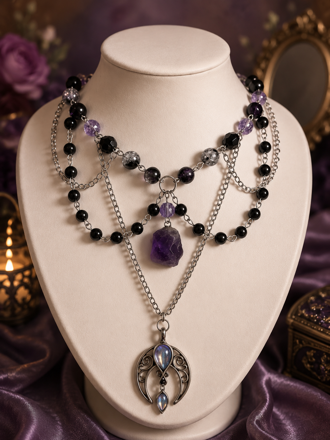 Zephyra Moonveil Necklace 🌘 Made to order