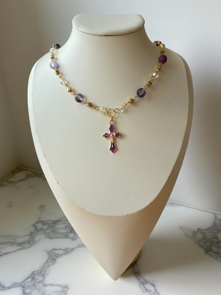 Amethyst Cross Necklace