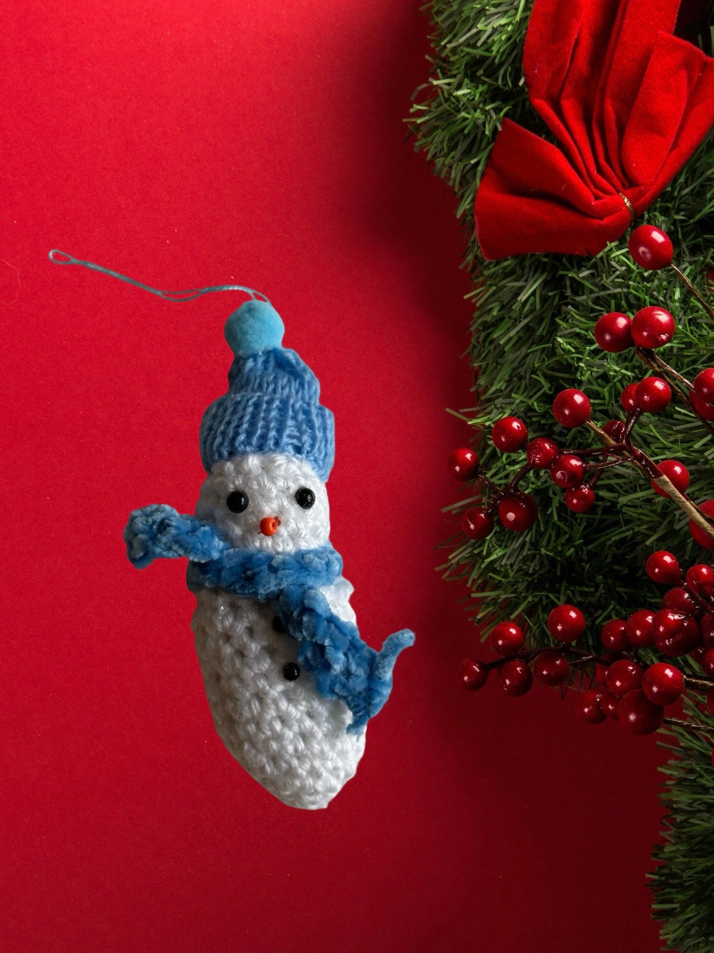 ⛄ Handmade Crochet Snowman Ornament – Winter Christmas Decoration