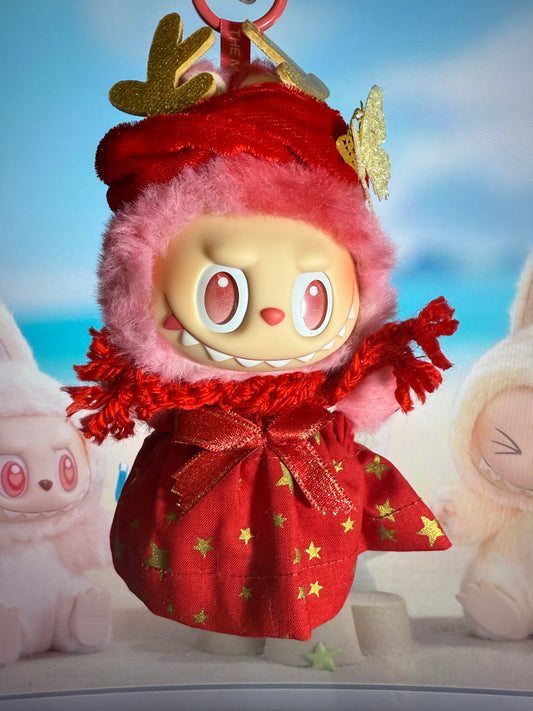 Labubu “Ruby Reindeer Dream” – Original Pop Mart Plush Charm 🦌❤️✨