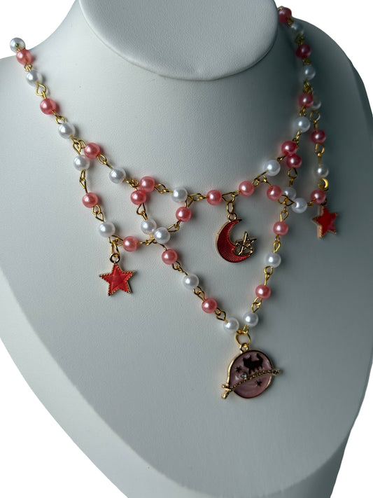 Lunaria – Celestial Star & Moon Beaded Necklace