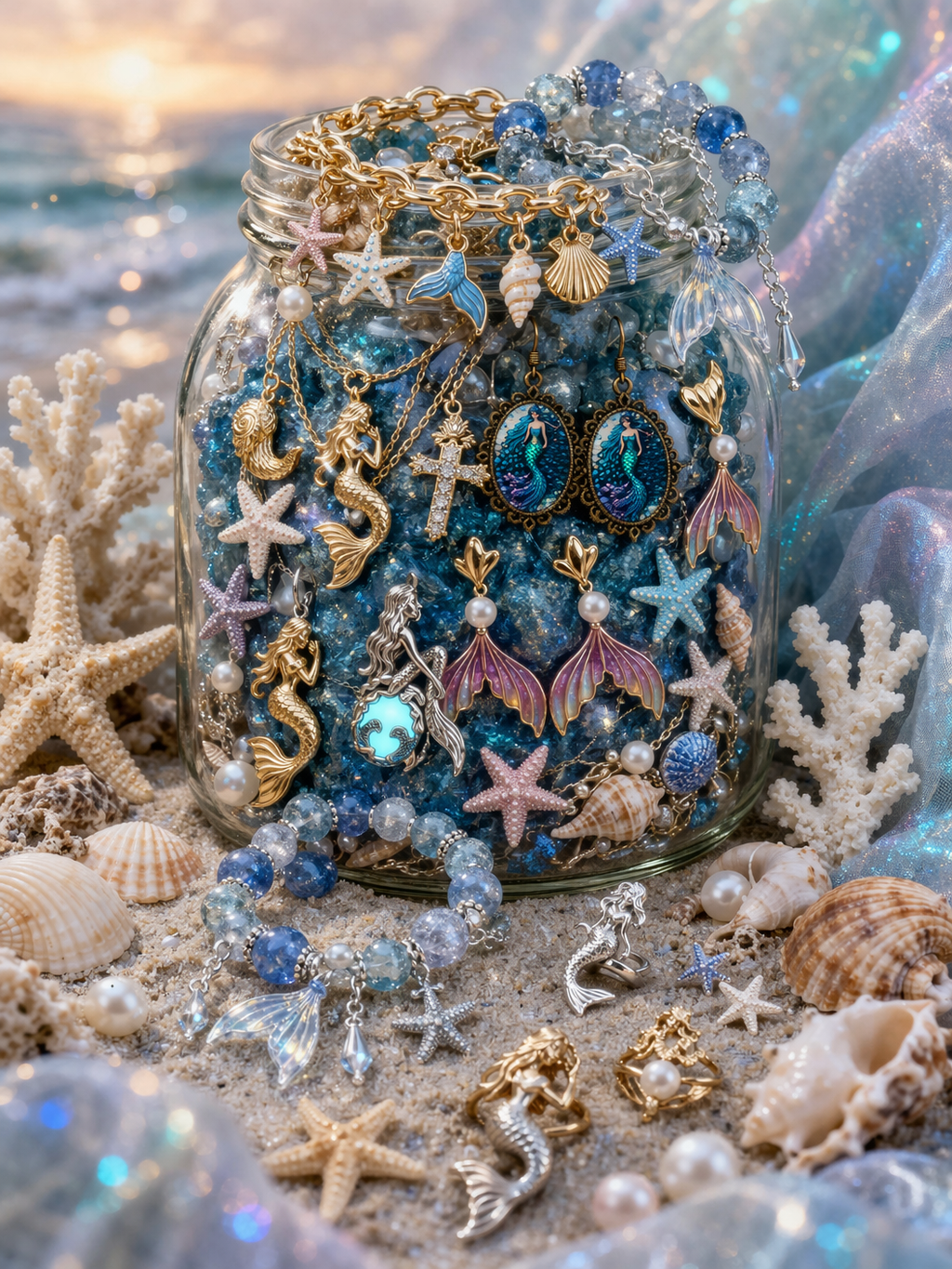 🧜🏽‍♀️🌊 Mermaid Treasure Jewelry Jar – Handmade & Curated Ocean Aesthetic