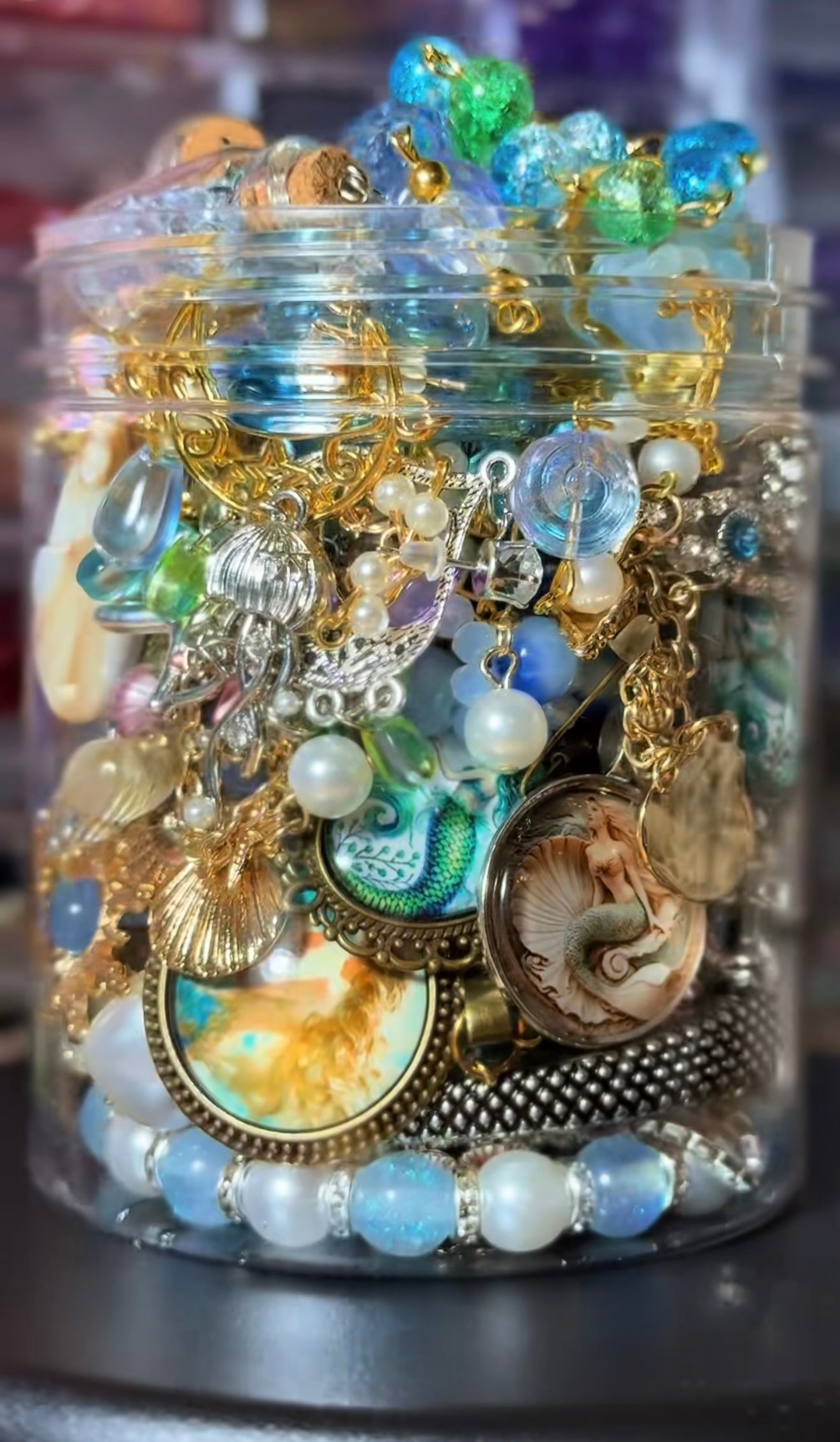 🧜‍♀️ Mermaid Treasure Mystery Jewelry Jar – Handmade & Curated Ocean Collection ✨