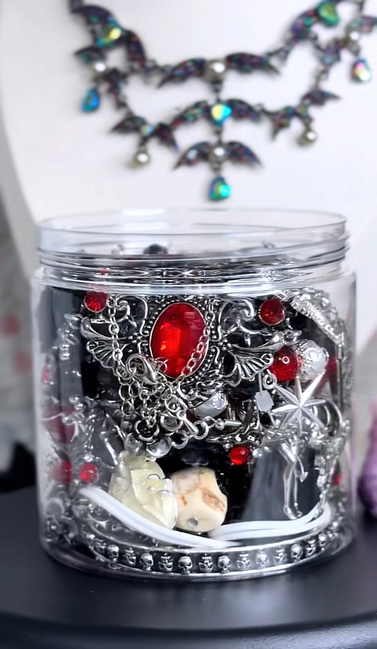 ⚰️ Gothic Mystery Jewelry Jar – Handmade & Curated Dark Romance Collection 🖤