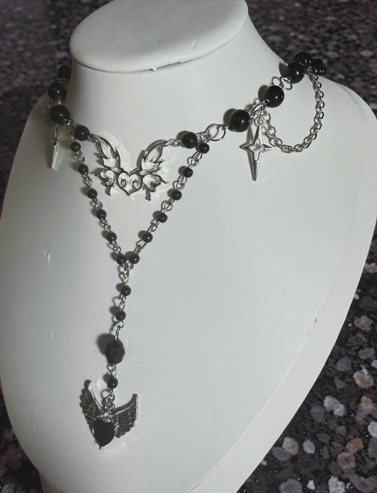 Velarya Winged Heart Necklace 🪽 🩶Made to order