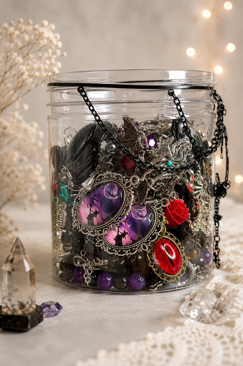 🕯️Witchy Mystery Jewelry Jar – Handmade & Curated Occult Aesthetic ✨