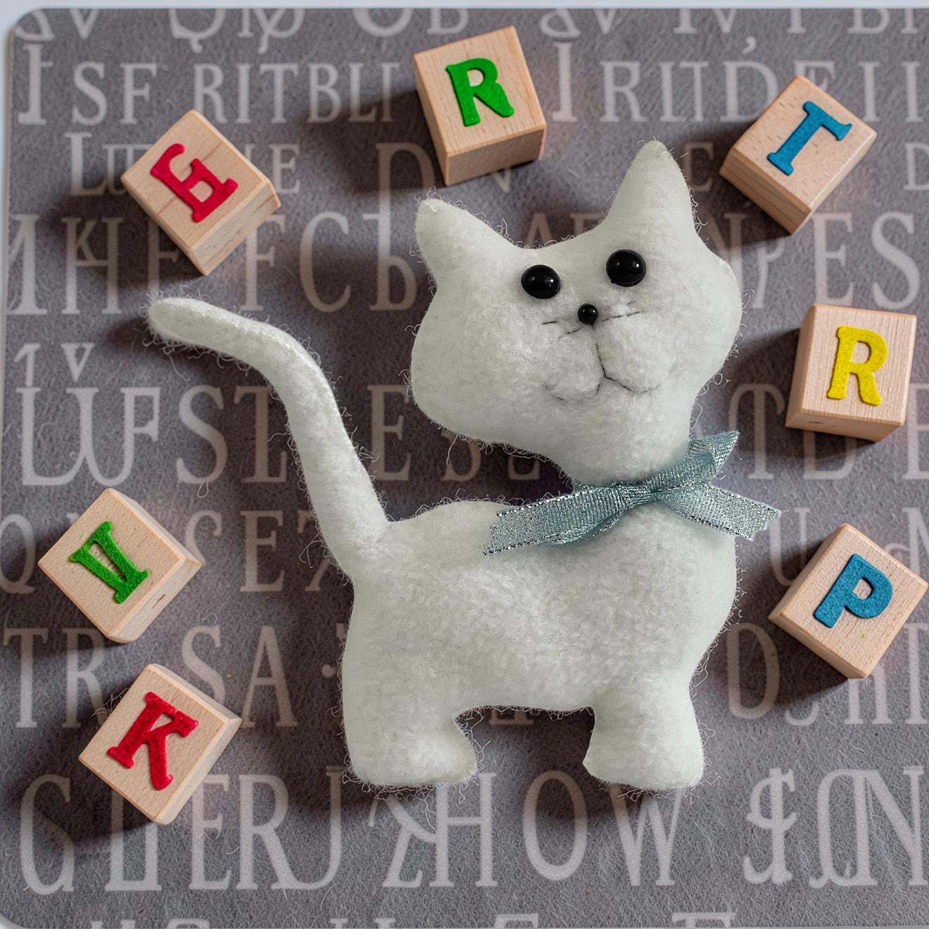 Snowy the Plush Kitty – Soft, Handmade Cuddly Toy