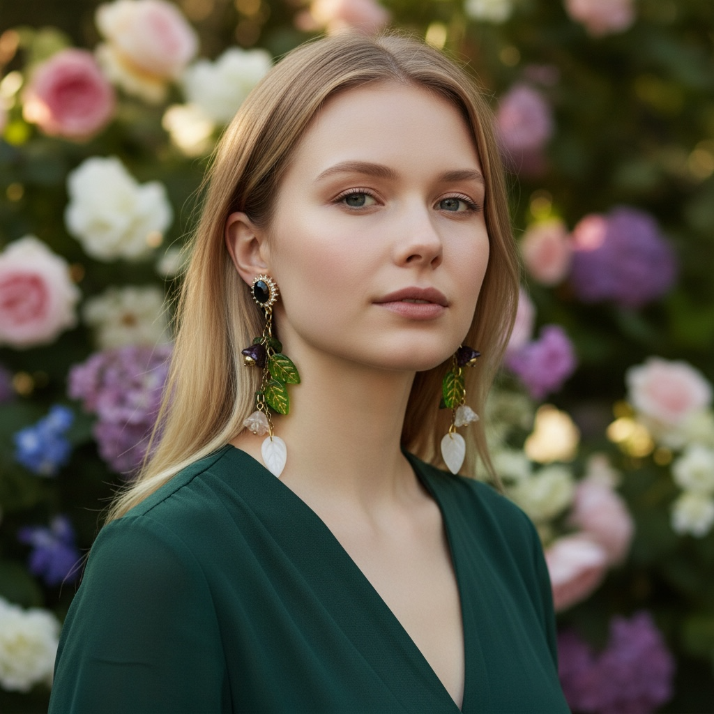 Enchanted Forest Clip-on Drop Earrings