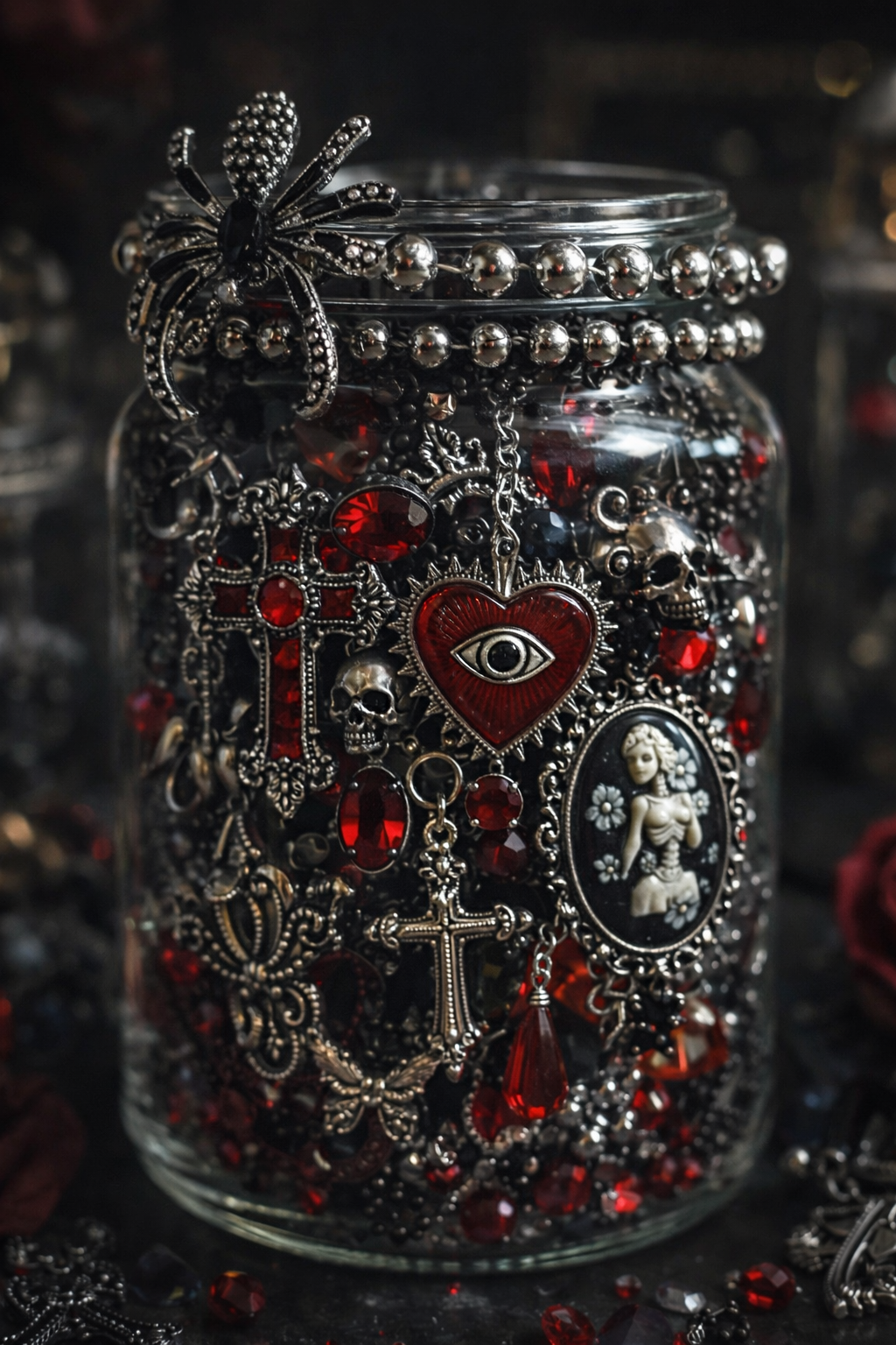 Custom Gothic Themed Mystery Jewerly Jar ⚰️🩸🖤