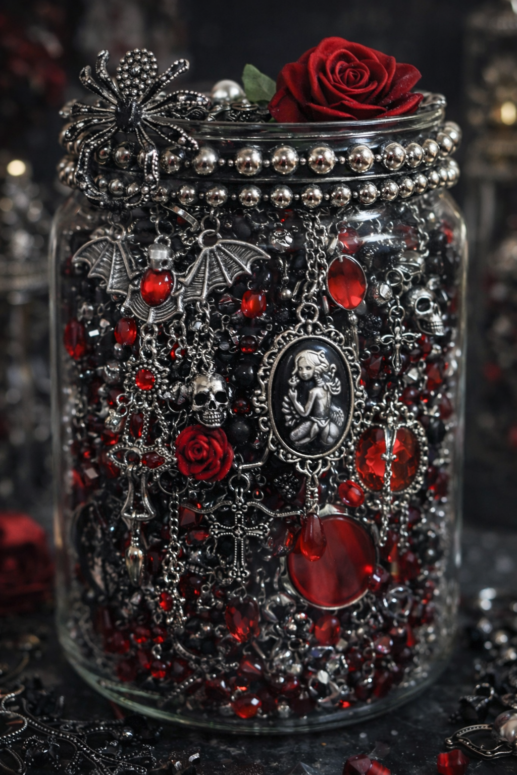 Custom Gothic Themed Mystery Jewerly Jar ⚰️🩸🖤