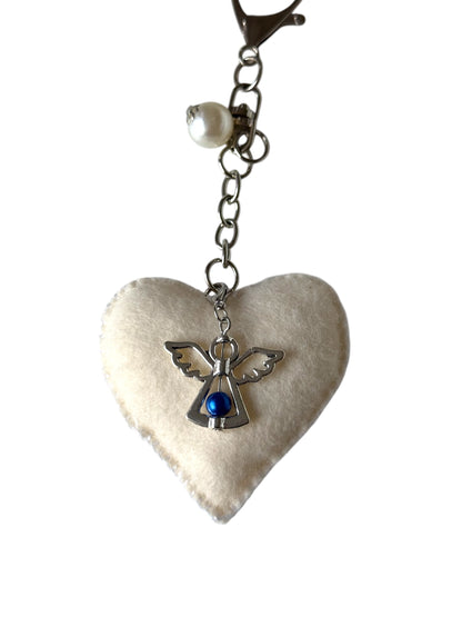 Guardian Heart – Felt Keychain with Angel Charm