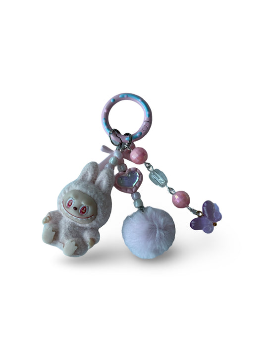 🩰 Cotton Candy Mischief – Plush Keychain Charm