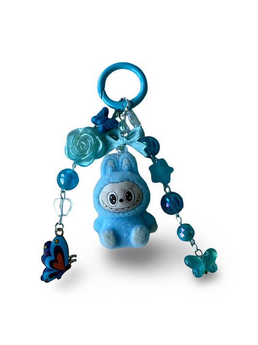 🦋 Blue Mischief – Plush Keychain Charm