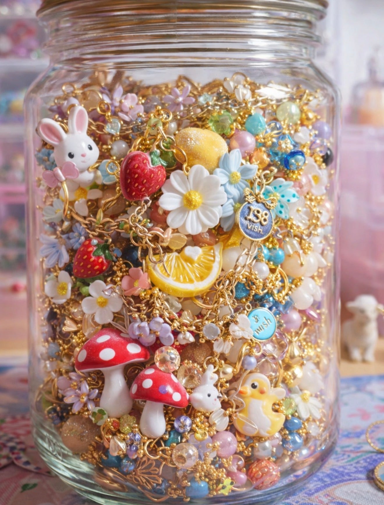 🌿 Cottagecore Jewelry Jar – Handmade & Curated Nature Aesthetic Collection 🍓🦋