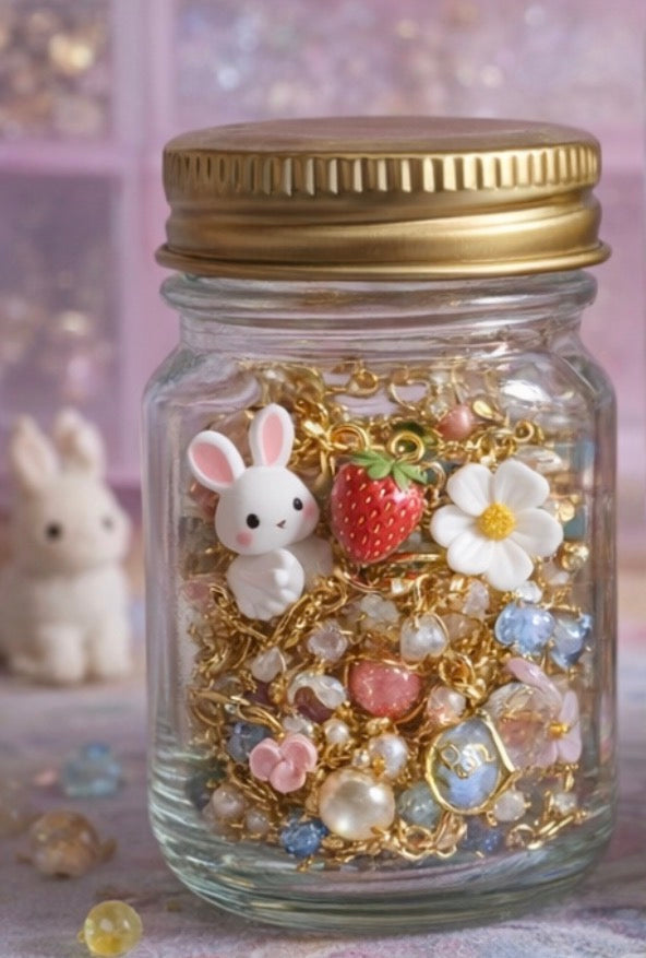 🌿 Cottagecore Jewelry Jar – Handmade & Curated Nature Aesthetic Collection 🍓🦋