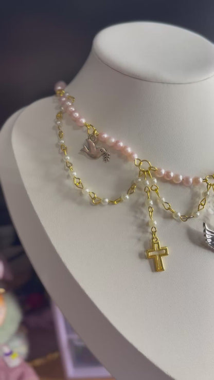 Evangeline – Gothic Angel Pearl Necklace