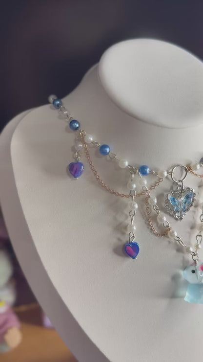 Elaria – Enchanted Blue Bunny & Butterfly Necklace
