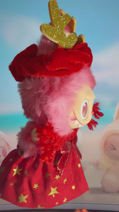 Labubu “Ruby Reindeer Dream” – Original Pop Mart Plush Charm 🦌❤️✨